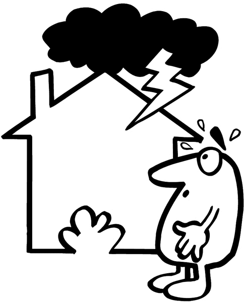 House being struck by lightning vinyl sticker. Customize on line. Insurance 055-0062